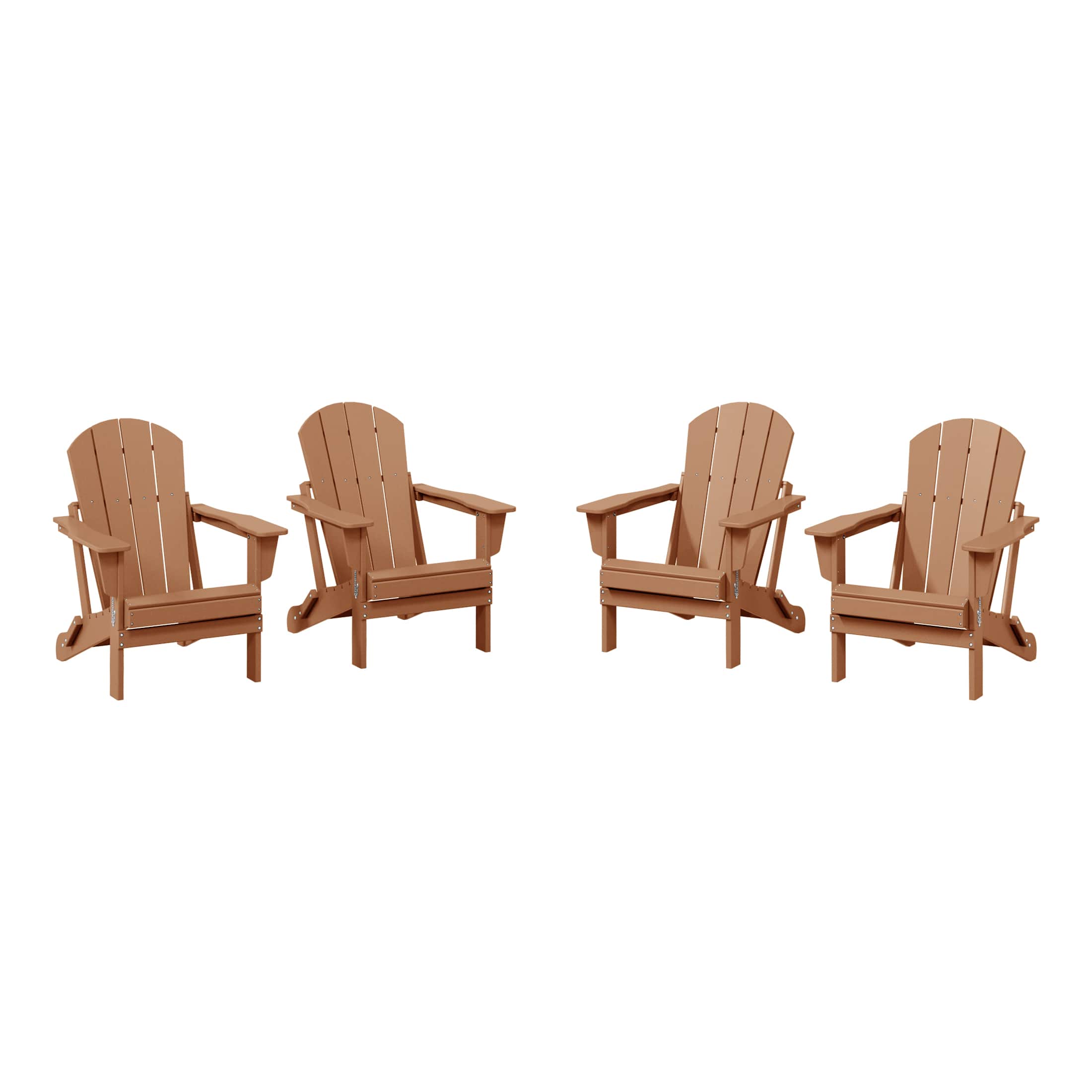 WestinTrends - Malibu Outdoor HDPE Folding Poly Adirondack Chairs (Set of 4) - Teak