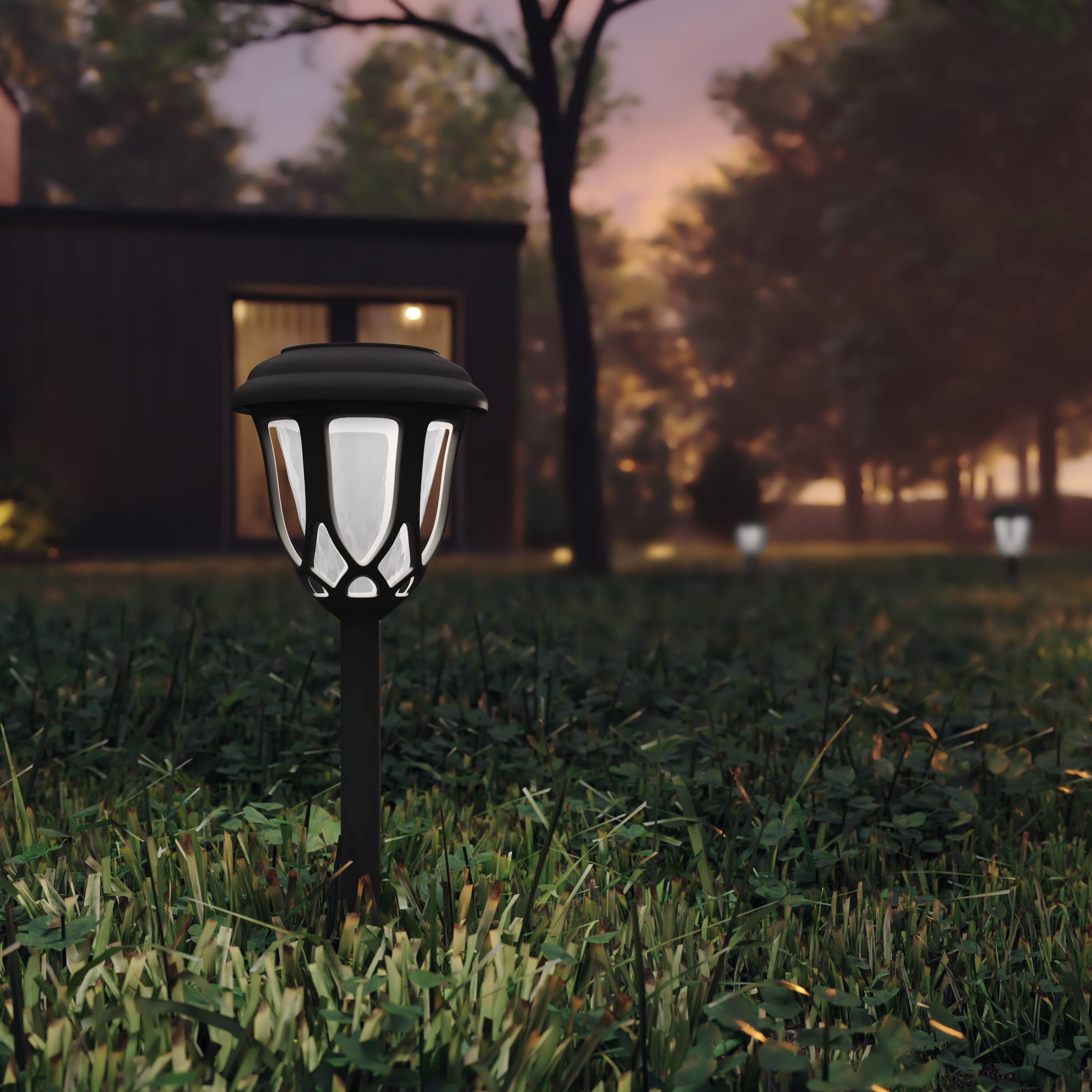 Alt View 1. Emma + Oliver - Flared Style Solar Powered LED Decorative Polypropylene Lights  - Set of 8 - Black.