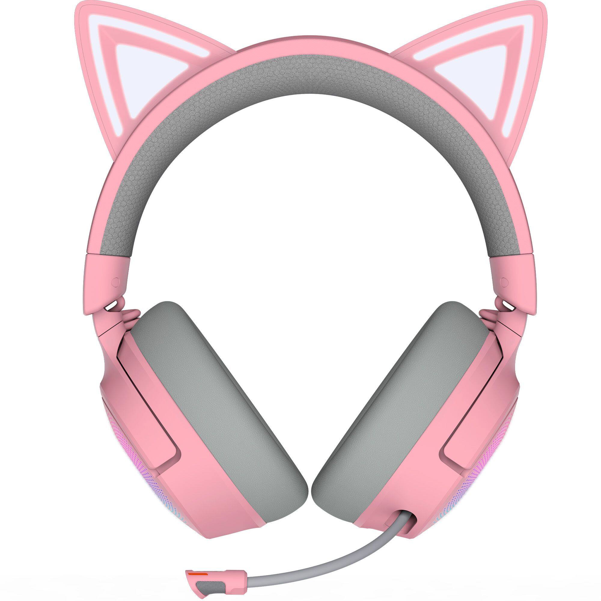 Alt View 5. Razer - Kraken Kitty V3 Pro Bluetooth Wireless Over-the-Ear Gaming Headset for PC, Mac, PlayStation, Nintendo Switch, Steam Deck - Quartz.