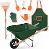 Front. Best Choice Products - Best Choice Products Kids Wheelbarrow Gardening Tool Set 8 Piece with Metal Tools, Apron, Gloves Ages 3+ - Green - Green.