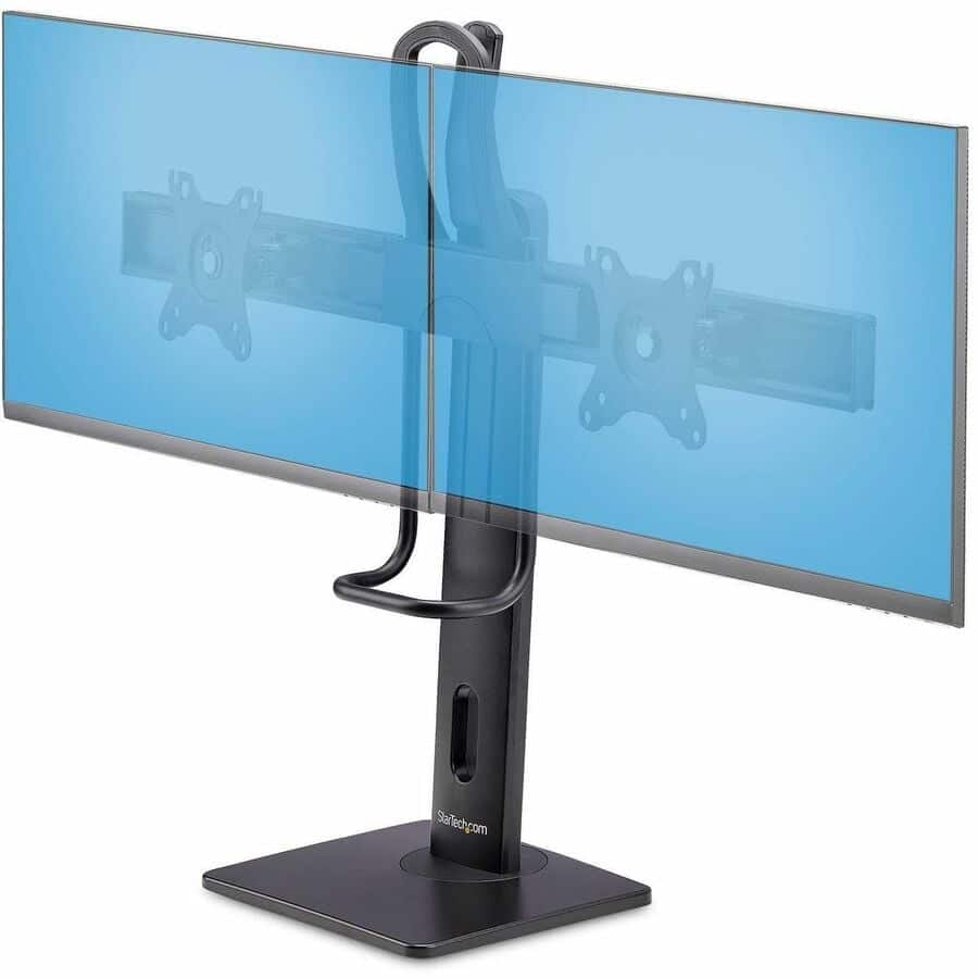 Startech - Crossbar Dual Monitor Desk Stand For 27inch Screens - Black