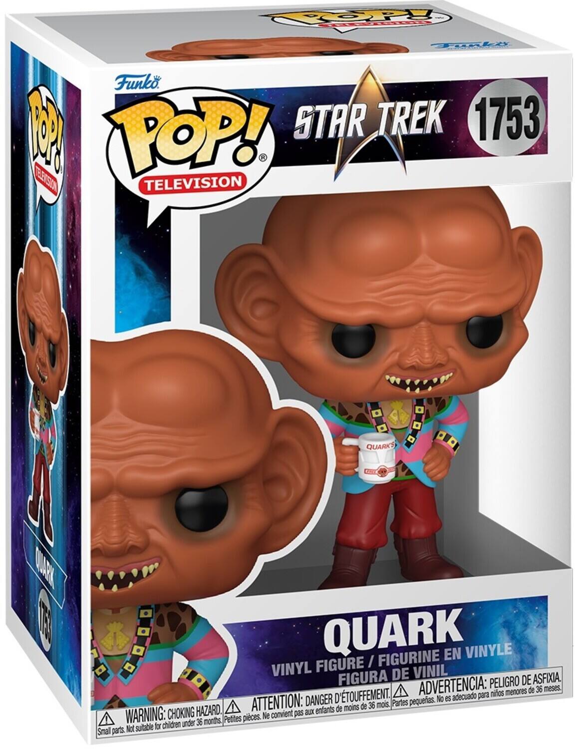 **Funko POP! Television**

**Star Trek 1753**

**Quark**

**Vinyl Figure / Figurine en Vinyle / Figura de Vinil**

**Warning: Choking Hazard. Small parts. Not suitable for children under 36 months.**

**Attention: Danger d'étouffement. Petites pièces. Ne convient pas aux enfants de moins de 36 mois.**

**Advertencia: Peligro de asfixia. Piezas pequeñas. No es adecuado para niños menores de 36 meses.**