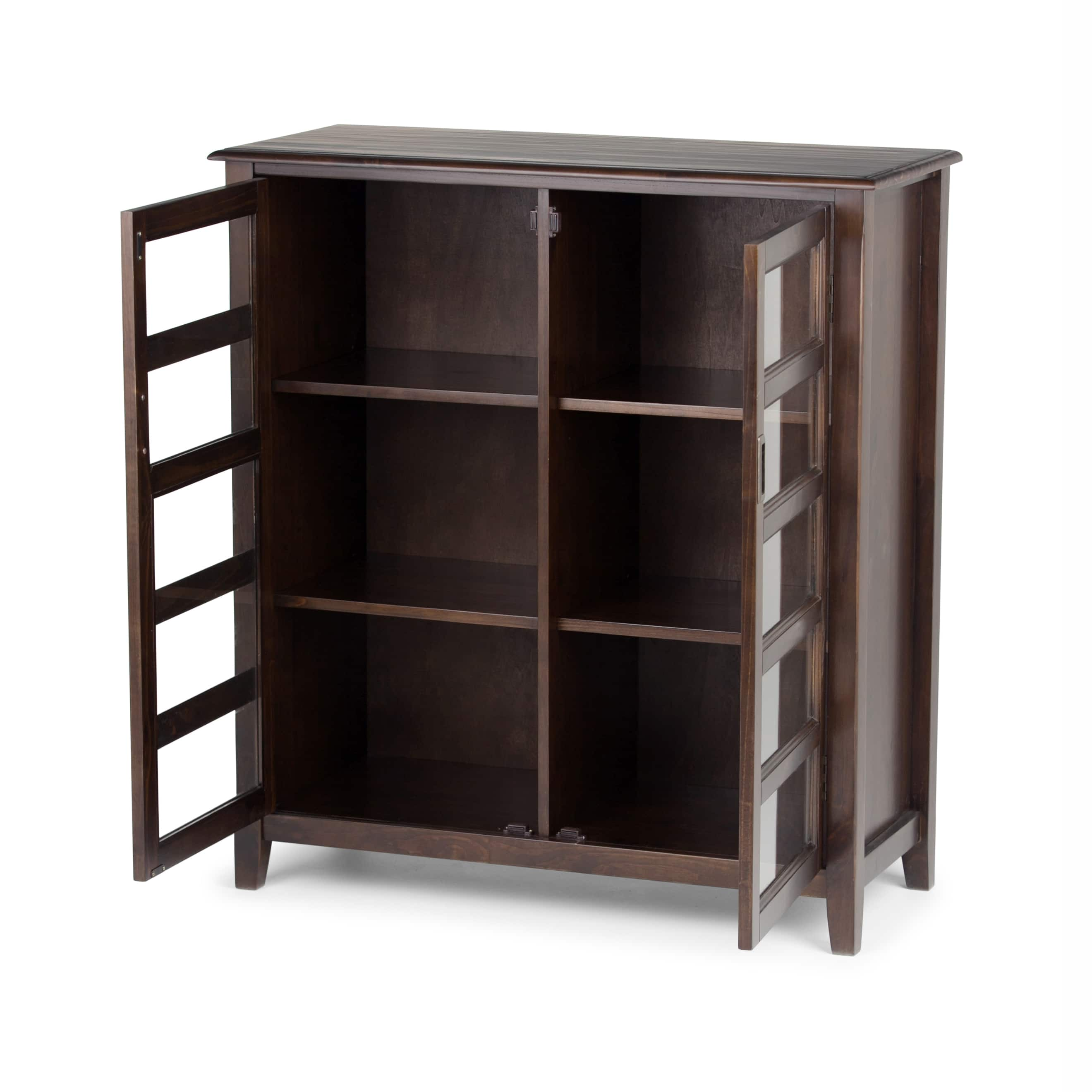 Simpli Home Burlington Medium Storage Cabinet Mahogany Brown AXCRBUR15 ...