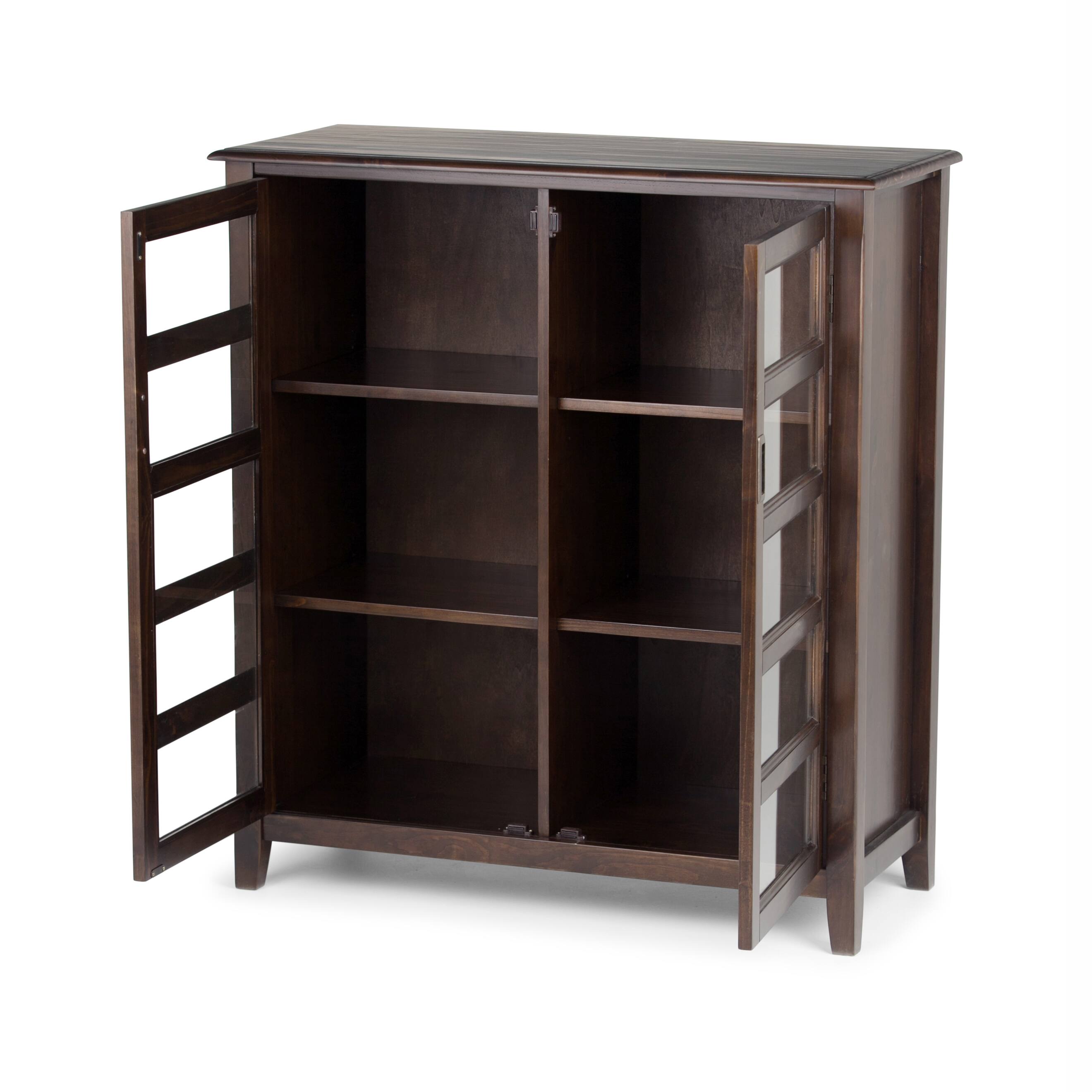 Alt View 12. Simpli Home - Burlington Medium Storage Cabinet - Mahogany Brown.