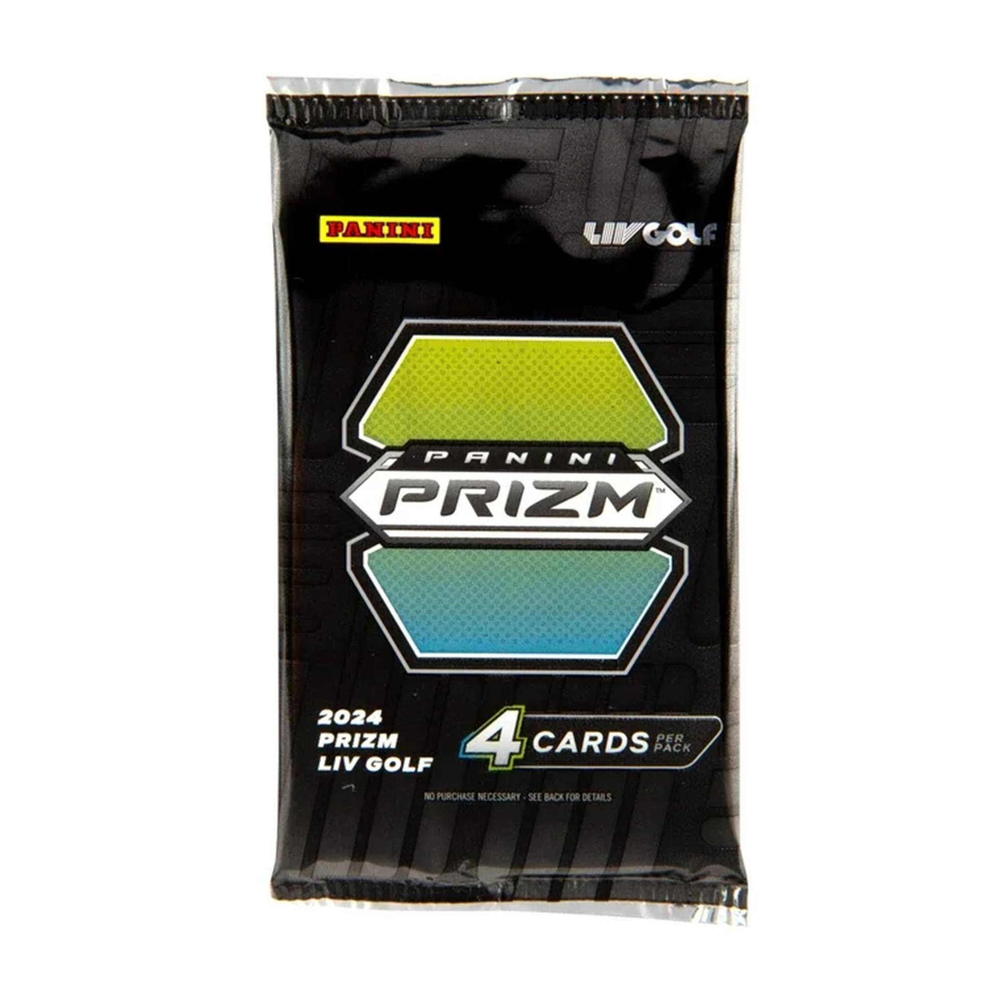 PANINI PRIZM 2024 LIV GOLF  
4 CARDS PER PACK  
NO PURCHASE NECESSARY SEE BACK FOR DETAILS