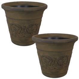 Sunnydaze - 19.5 in Arabella Polyresin Outdoor Planter - Set of 2 - Sable