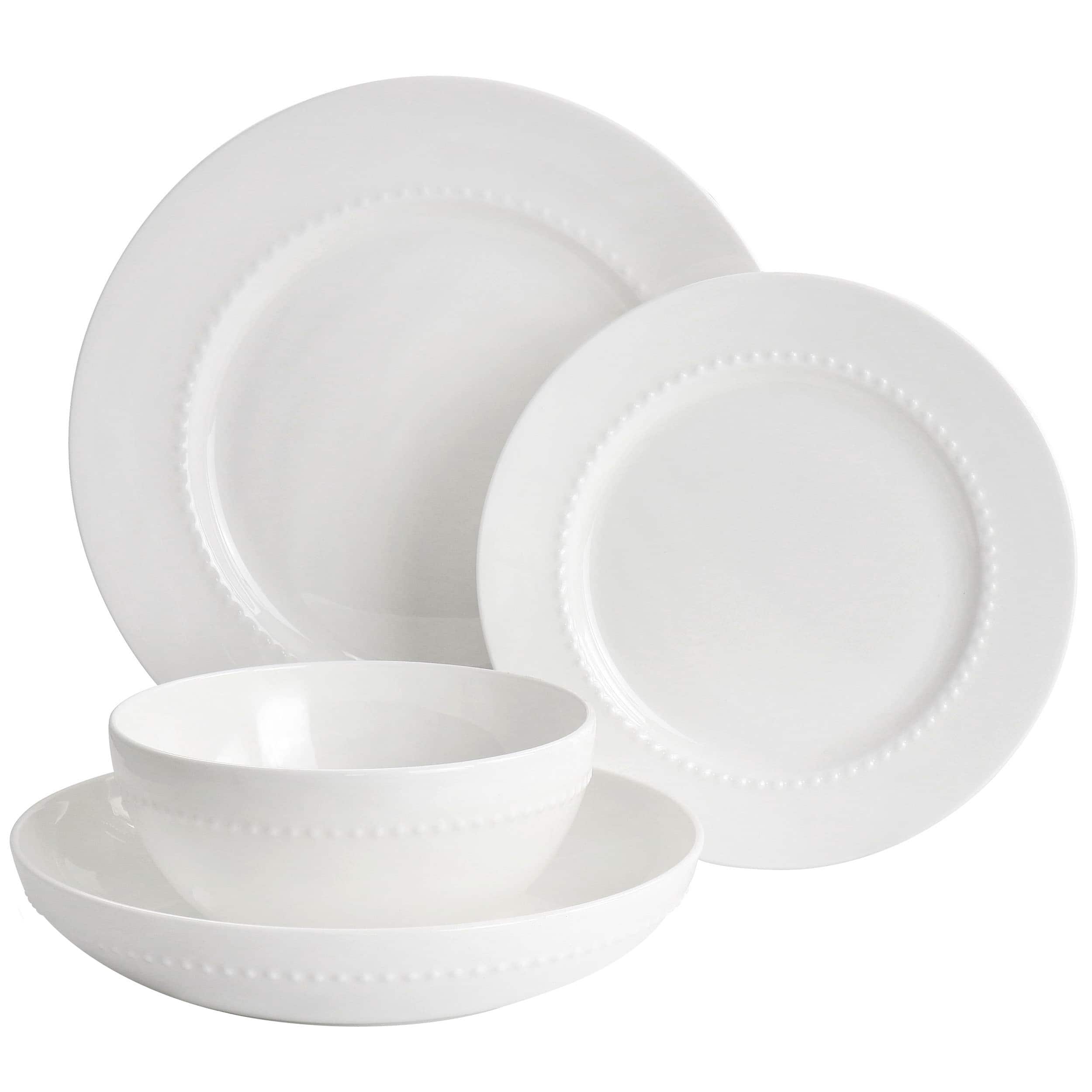 Gibson Elite Embossed Bone China 16 Piece Double Bowl Dinnerware