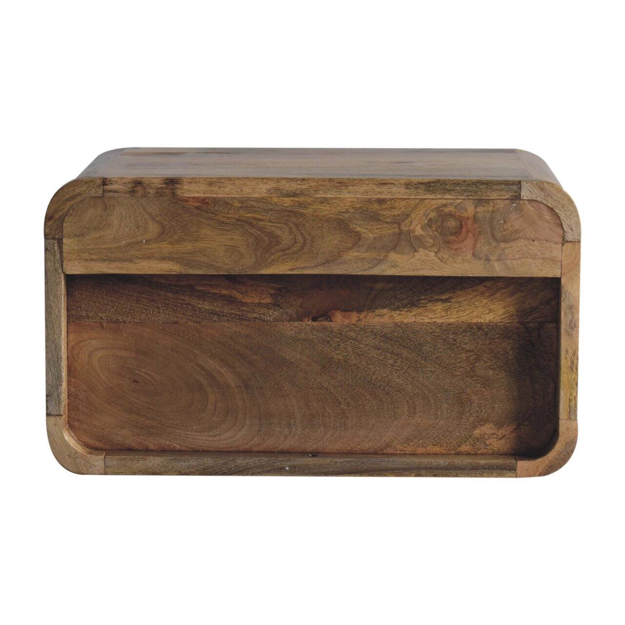 Alt View 6. Artisan Furniture - Artisan Furniture Solid Wood Large Oak-ish Curve Upper Slot Floating Bedside, 1 Drawer, 1 Open Slot, Brown - Brown.