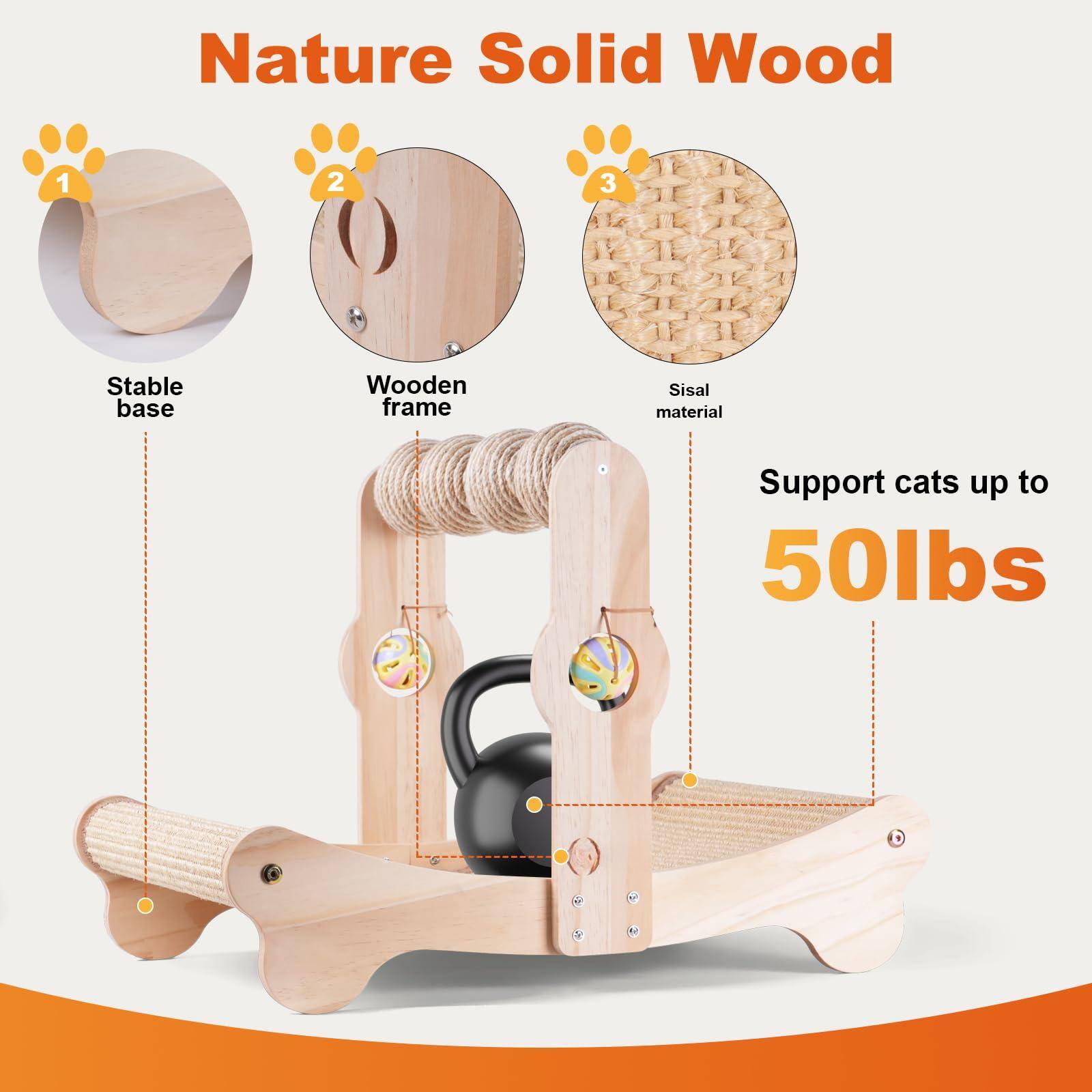 Nature Solid Wood

1. Stable base
2. Wooden frame
3. Sisal material

Support cats up to 50lbs