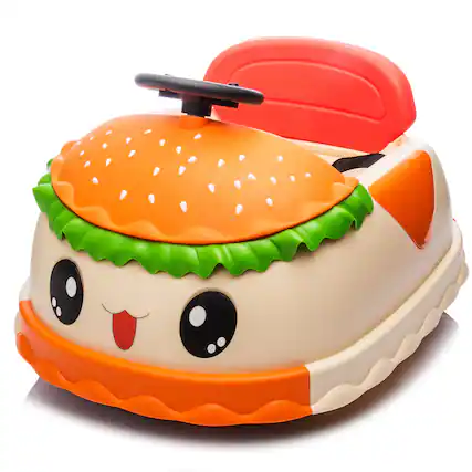 Front. Boyel Living - 2+ Kids 12V Electric Hamburger Bumper Car with Parental Remote 360-Degree Spinning Ride For Gift - Yellow.