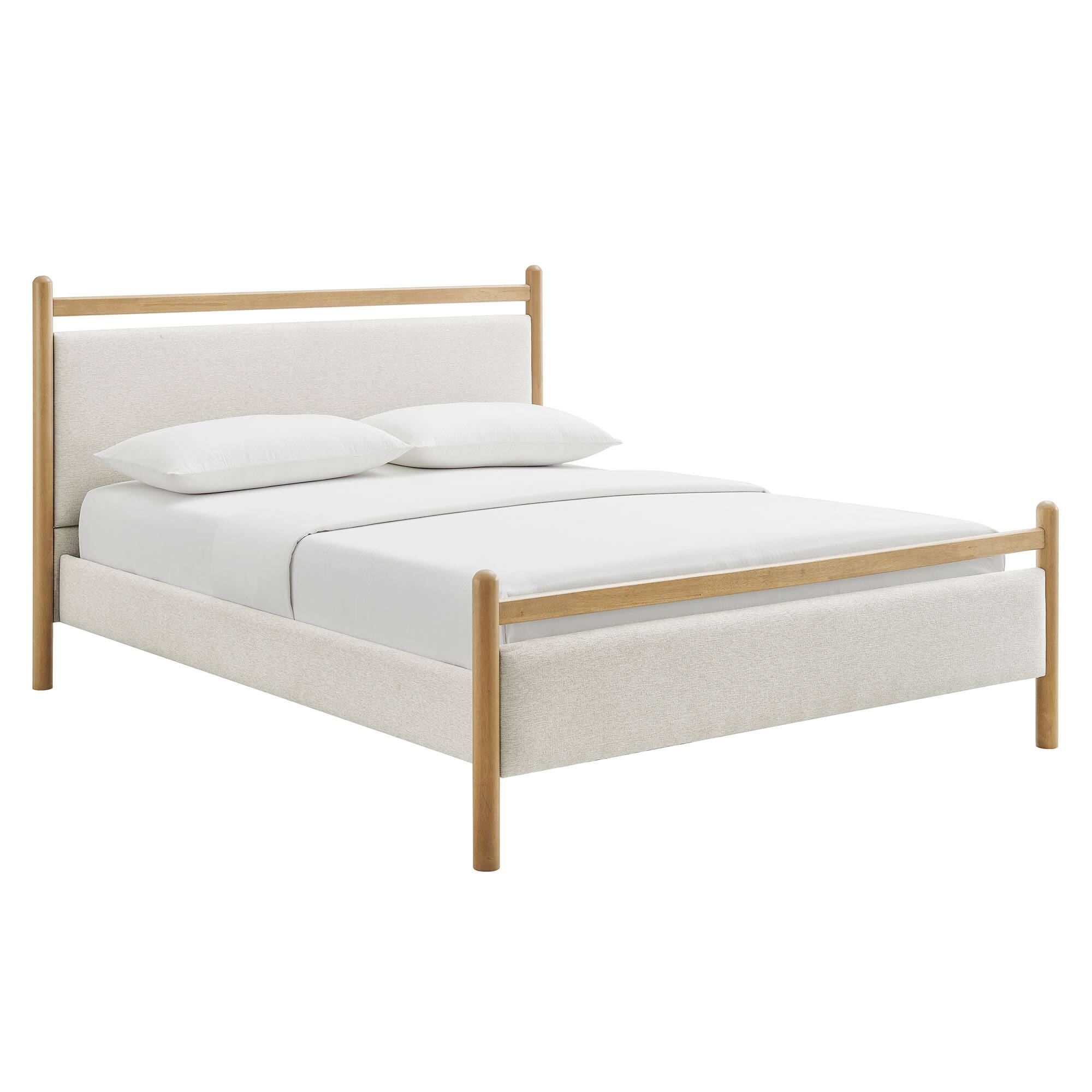 Alt View 2. Modway - Ginny Platform Bed Frame by Modway - Light Oak Heathered Ivory.