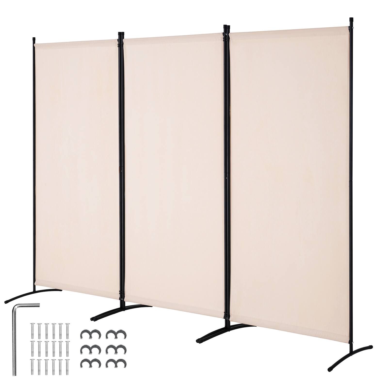 VEVOR - Room Divider, 3 Panel Room Divider, Folding Privacy Screen and Portable Partition Divider for Room Separation - Beige