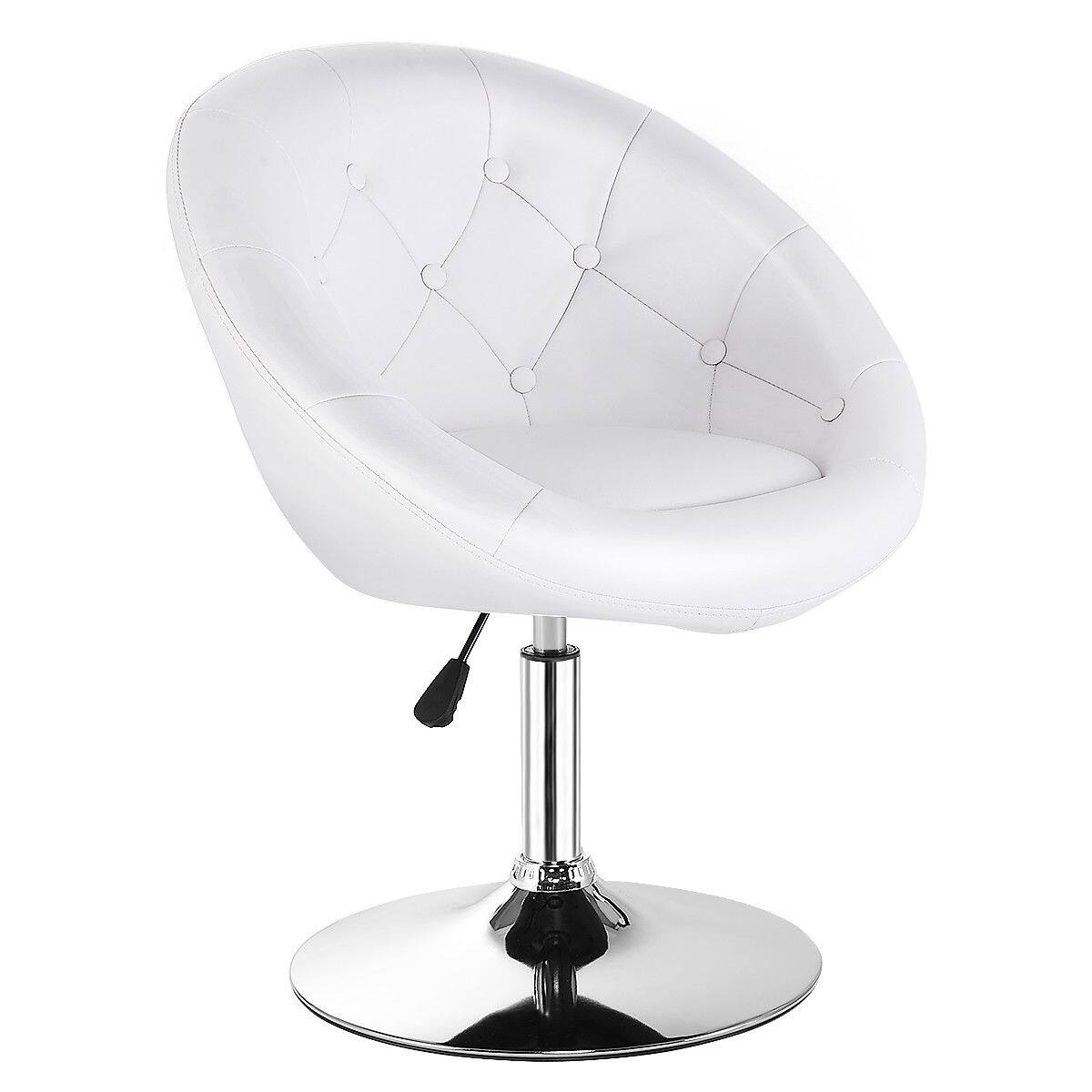 Alt View 7. Costway - Costway 1PC Adjustable  Round  Swivel Tufted Back Accent Chair PU Leather - White.