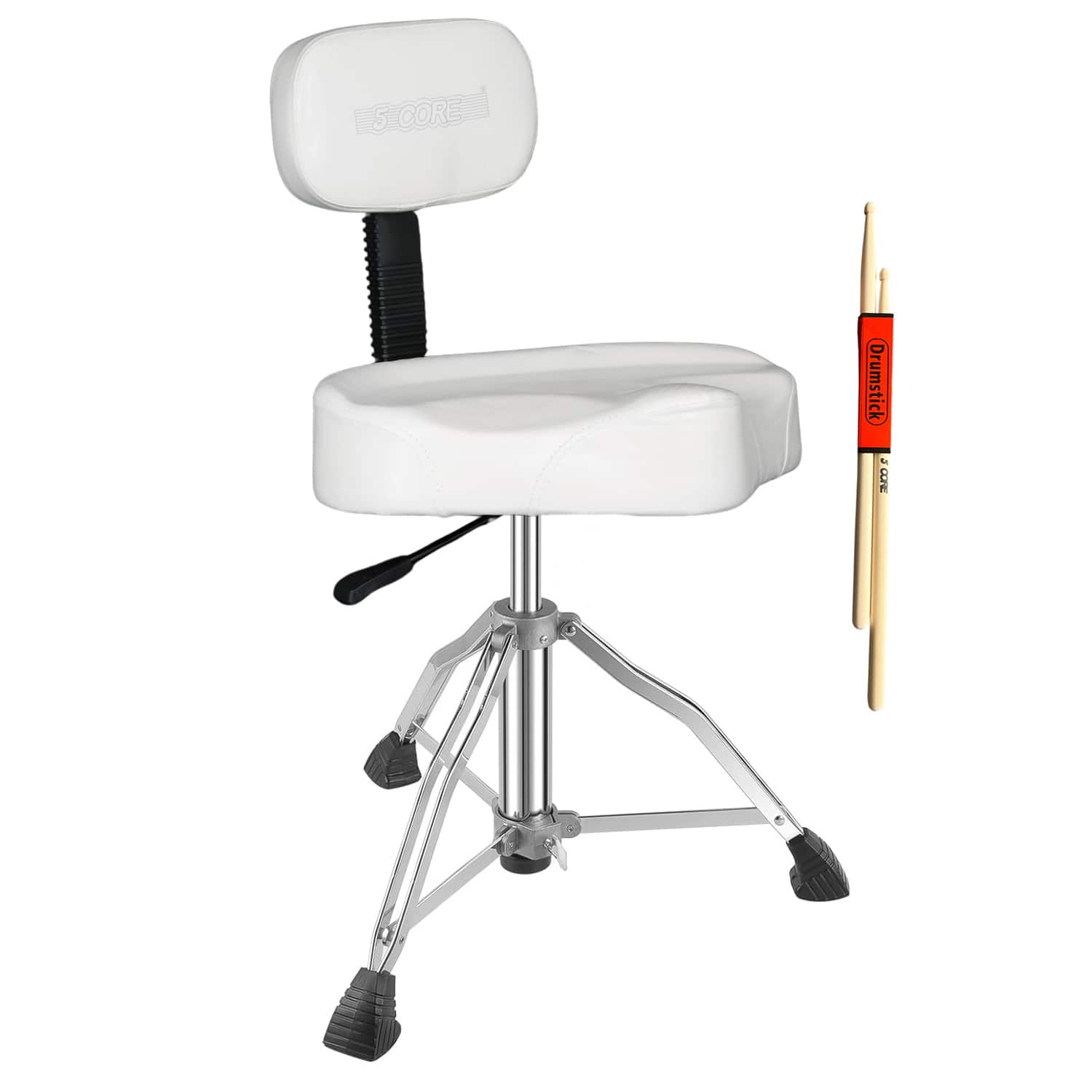 "5 CORE - Drum Throne w Backrest 4"" Padded Stool Adjustable 24.5"" Drummer Chair w 441Lb Capacity - White" price history on PriceWatchPro
