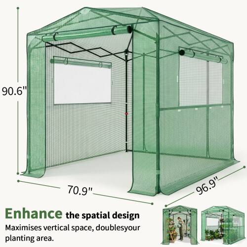 90.6" 70.9" 96.9" Enhance the spatial design. Maximises vertical space, doubles your planting area.