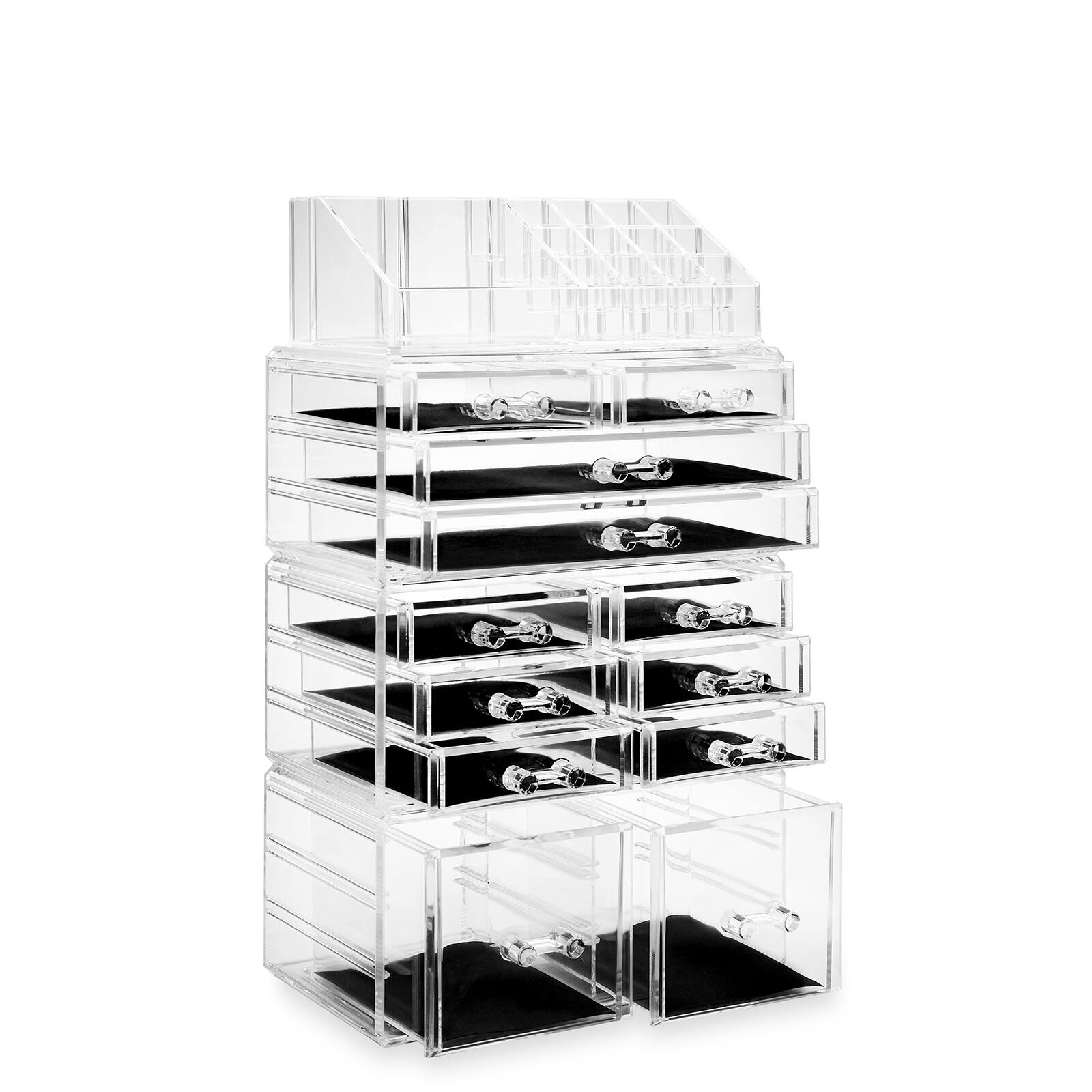 Alt View 1. Casafield - Acrylic Makeup Cosmetic Organizer and Jewelry Storage Set - Large - Clear.