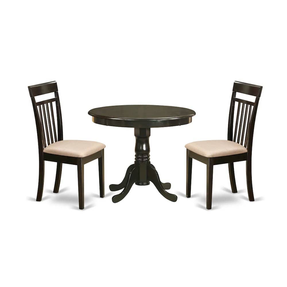 East West Furniture - ANCA3-CAP-C 3 Pc small Kitchen Table set-breakfast nook plus 2 dinette Chairs - Cappuccino price history on PriceWatchPro