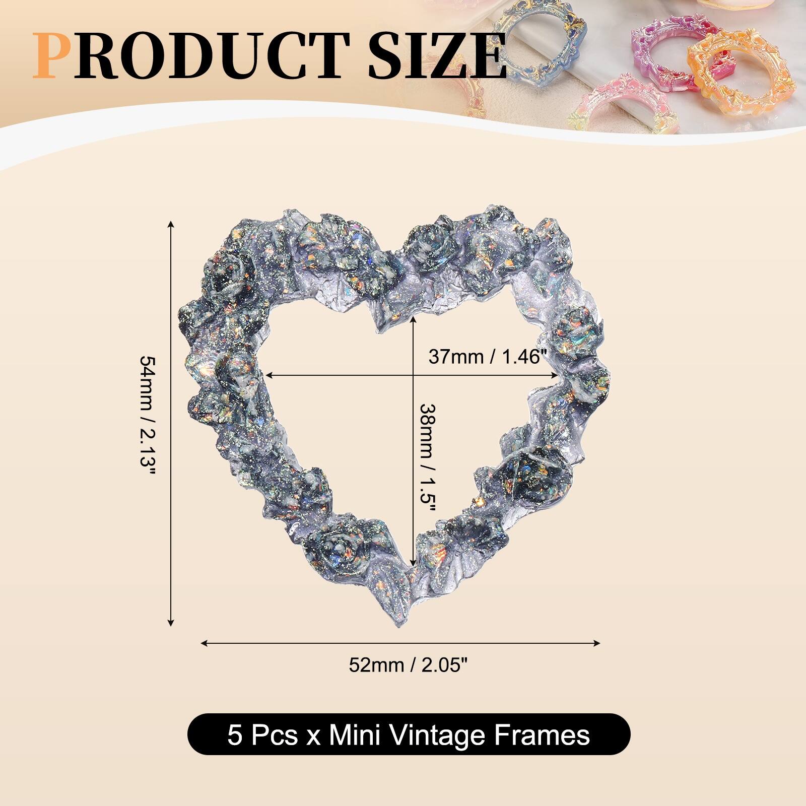PRODUCT SIZE

E250
54mm / 2.13"
37mm / 1.46"
38mm / 1.5"
52mm / 2.05"

5 Pcs x Mini Vintage Frames