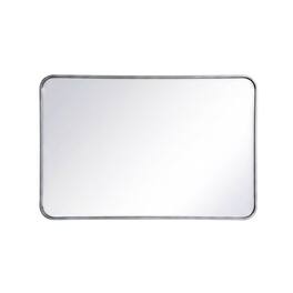 Elegant Decor - Soft corner metal rectangular mirror 24x36 inch - Silver