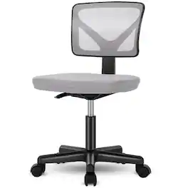 Bestier - Ergonomic Low-Back Mesh Armless Office Chair, Adjustable Swivel Rolling Computer Chair Home Office Desk Chair - Gray