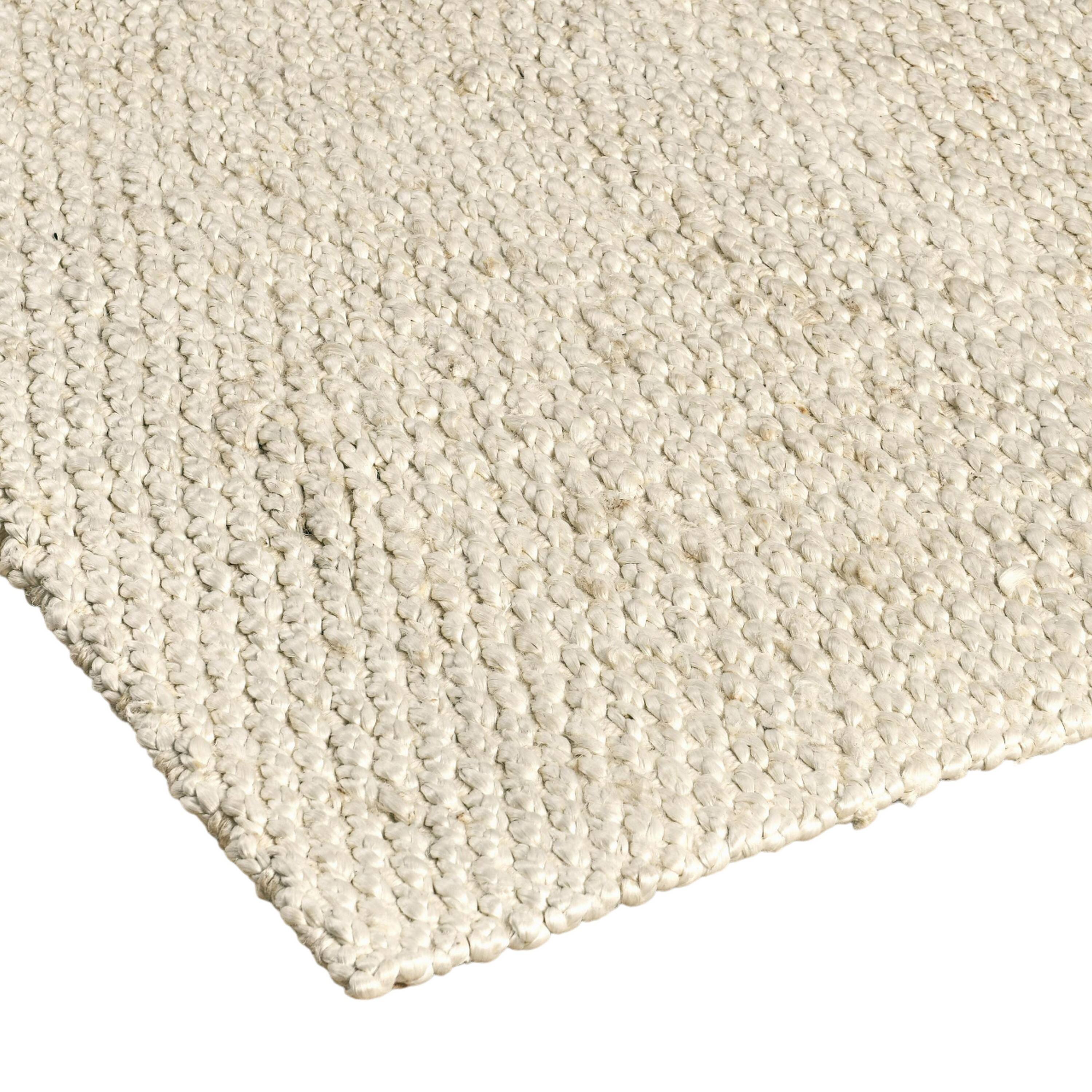 Left. Manhattan Lane - Medium Area Rug, Handwoven Abstract Braided Pattern - Ivory.