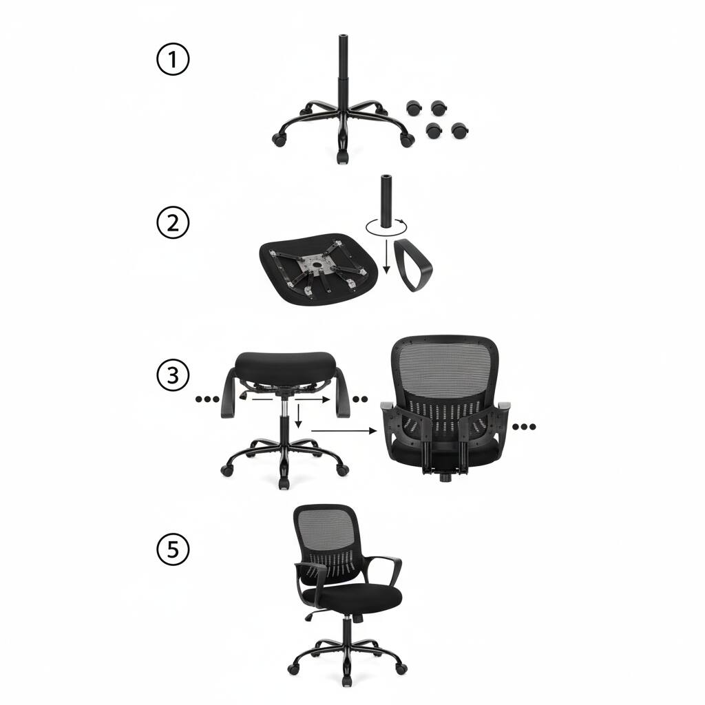 Alt View 2. AOITUN - Comfort Office Chair for Daily Work, Ergonomic Adjustable Seat for Home Office, Dorm or Gaming, Supports 500 lb - Black.