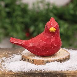 Angle. BreeBe - Wood Carved Cardinal Sitter 2.75" - Red.