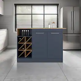 Loheer - Kitchen Cabinet with Island Kronos Azul and Natural Oak - Multi