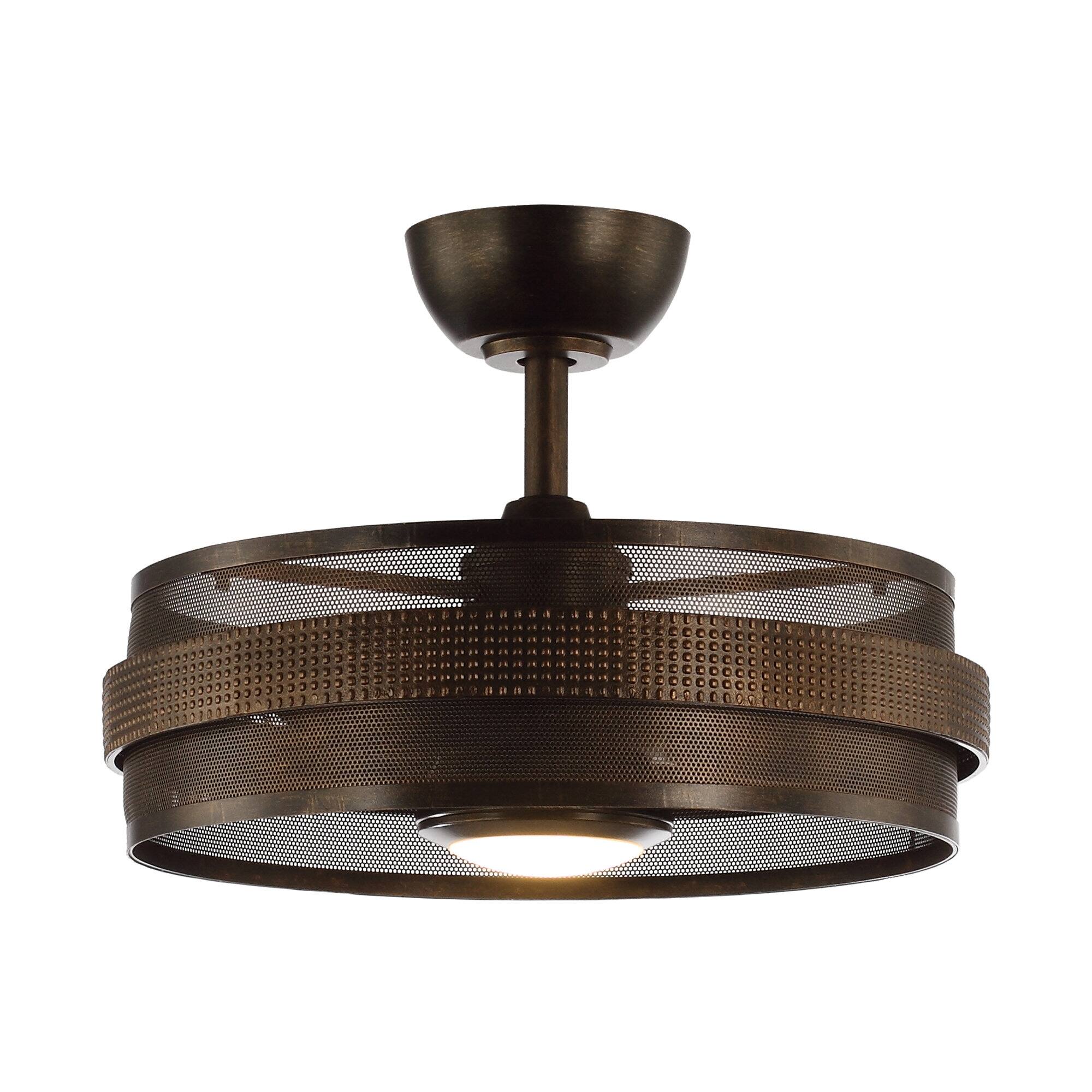 Alt View 1. Parrot Uncle - 21" Industrial Bronze Caged LED Ceiling Fan with Lights and Remote Control - Bronze.