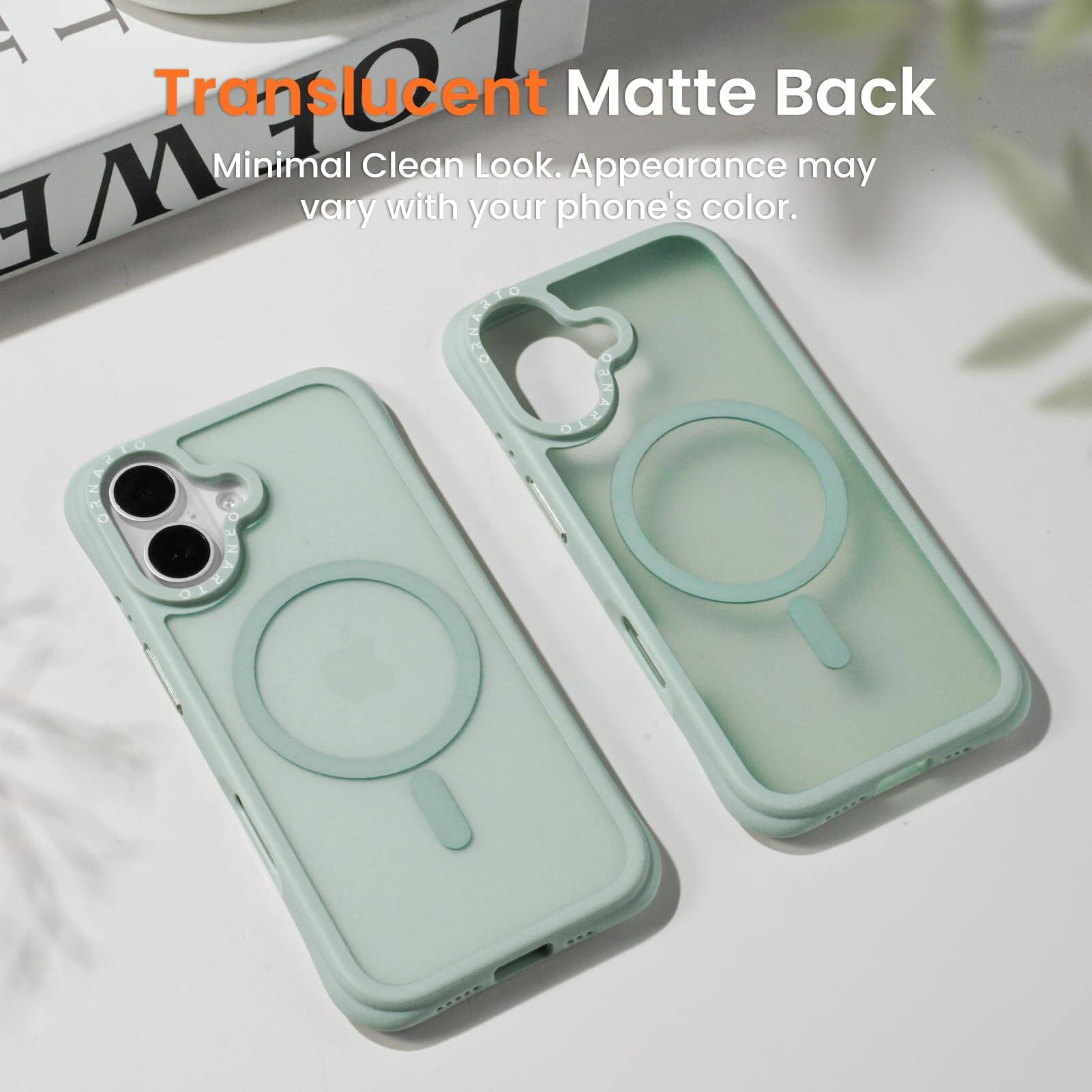 Translucent Matte Back  
Minimal Clean Look. Appearance may vary with your phone's color.