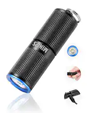 Front. VEVOR - Keychain Flashlight, Rechargeable Mini LED Flashlight, 200 High Lumens Pocket-Sized Flashlight with 2 Lighting Modes - Black.