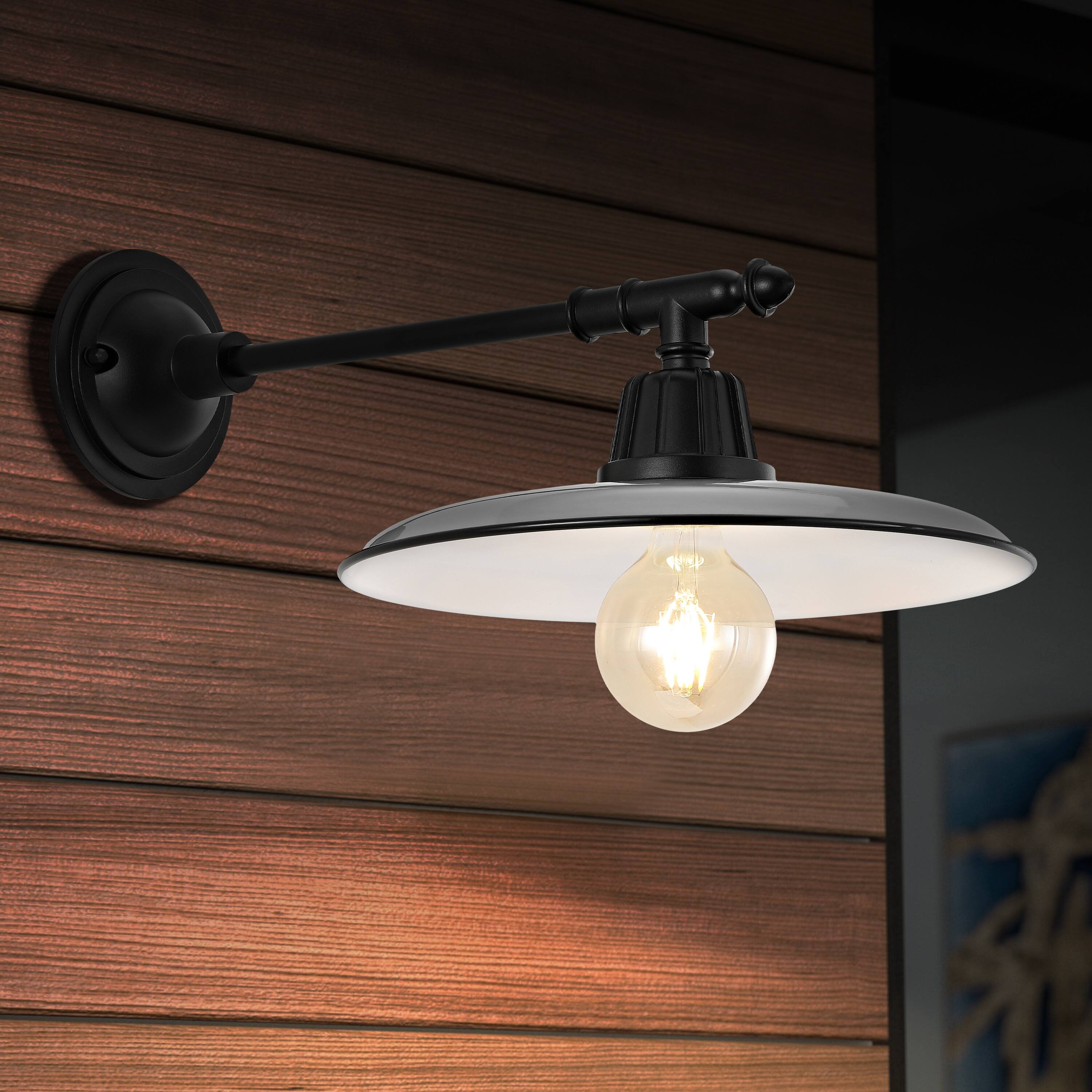 Alt View 7. Jonathan Y - Bonner 12" 1-Light Farmhouse Industrial Indoor/Outdoor Iron LED Victorian Arm Outdoor Sconce, Gray - Gray/Black.