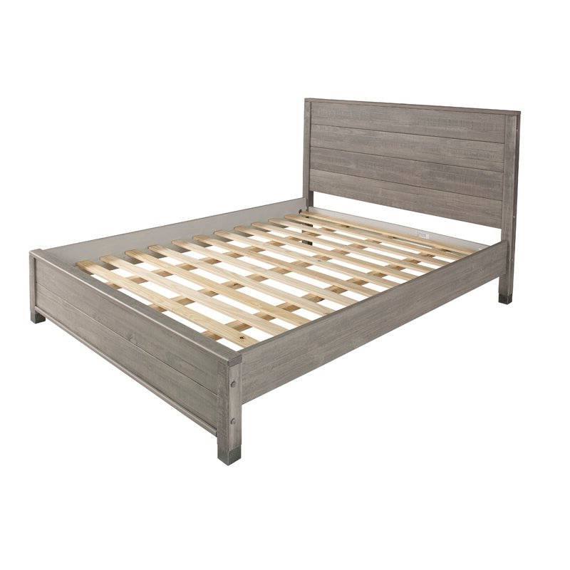 Back. Hivvago - Hivvago Queen Solid Wooden Platform Bed Frame with Headboard - Grey.