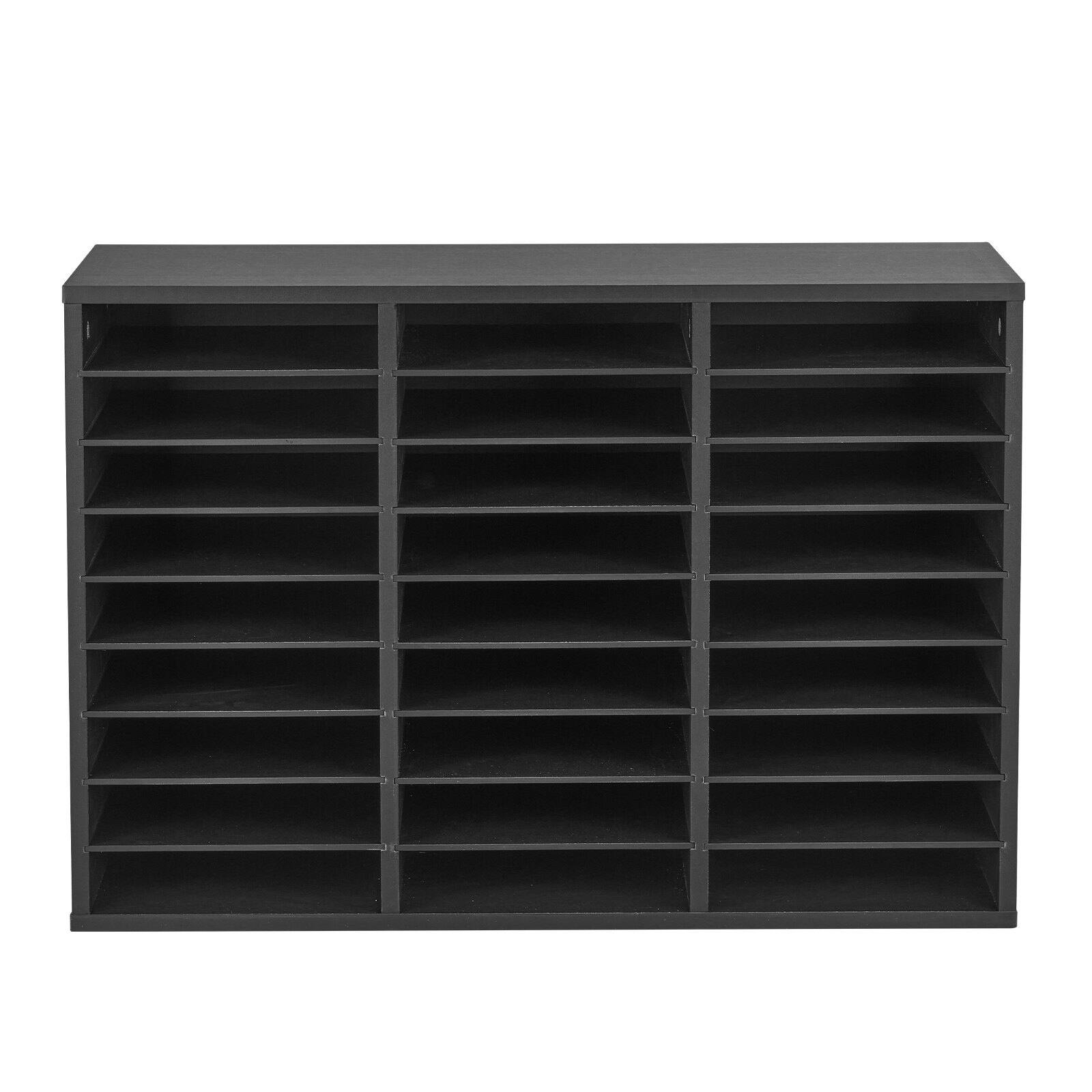 Alt View 9. Glintex - Literature Organizer 27 Compartments Wood Mailbox Sorter with Removable Shelves for Office Classroom Organization - Black.