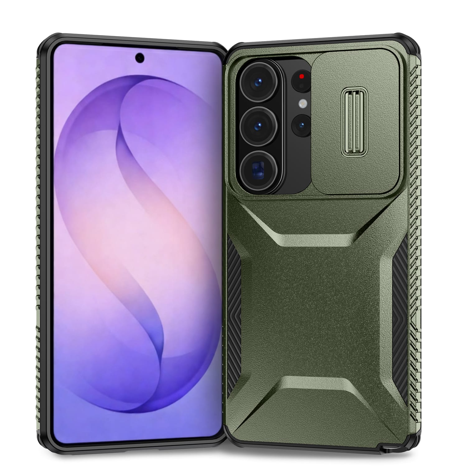 UUCOVER - For Samsung Galaxy S26 Ultra Dual Layer Case with Sliding Lens Cover, Anti-slip Bumper Drop Protection Slim Phone Shell - Darkgreen