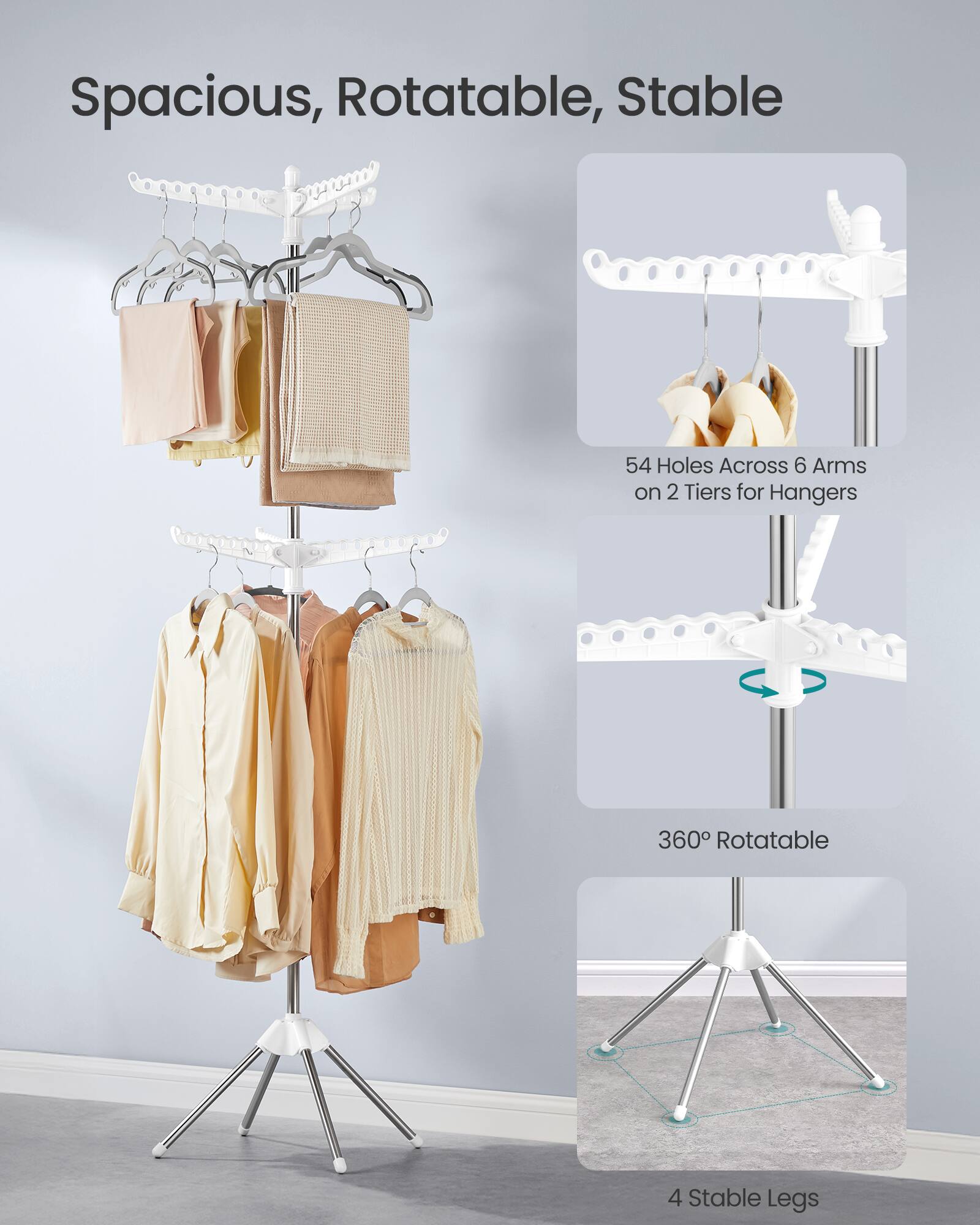 Songmics Home 2 Tier Clothes Drying Rack, 75.2 Inch Folding Laundry ...