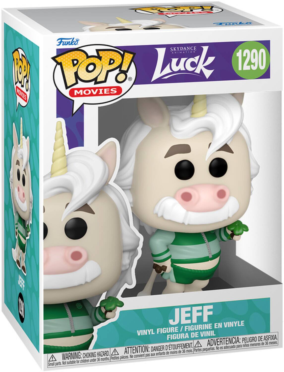 1290, Funko, POP! Movies, Skydance Animation, Luck, 1290, MOVIES, JEFF, VINYLE, FIGURE / FIGURINE EN VINYLE, FIGURA DE VINIL, PELIGRO DE ASFIXIA, D'ETOUFFEMENT, ADVERTENCIA: peligro de asfixia, para minos menores de 36 meses, DANGER, pequeas, No es adecuado, HAZARD, ATTENTION, aux enfants de moins de 36 mois, Partes pequeas, WARNING, CHOKING, Petites pièces, Ne convient pas for children under 36 months, Smal pats, Not sutable