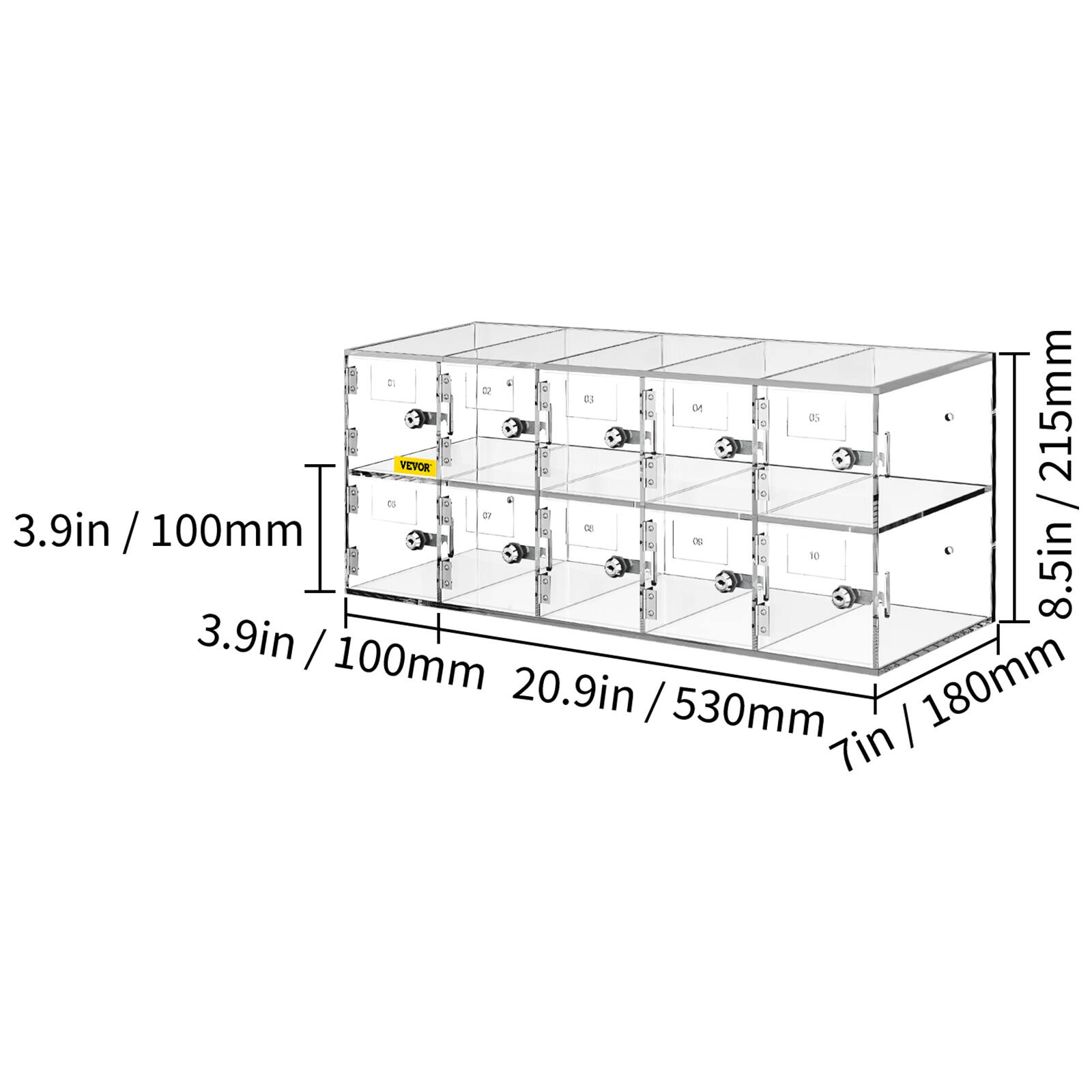 17 L 2 : N 12 a  
N lo 215mm  
a5  
$ 4 a a VEVOR  
t 2 lo + . de dF = 3.9in 100mm  
a / . $ D DS o & 1 of 10 C E  
C 8.5in C 3.9in / 100mm  
20.9in 180mm / 530mm  
7in  

3.9in / 100mm  
20.9in / 530mm  
7in / 180mm  
8.5in / 215mm