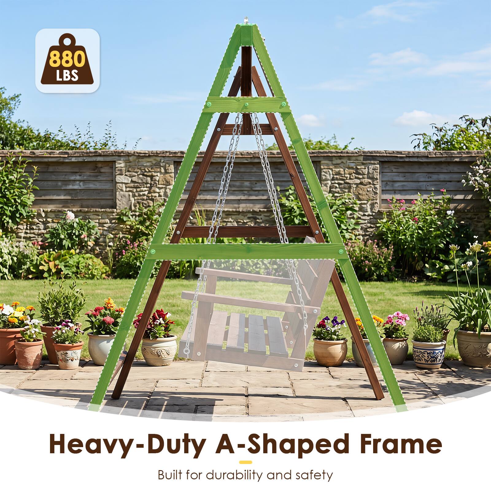 880 LBS  
Heavy-Duty A-Shaped Frame  
Built for durability and safety