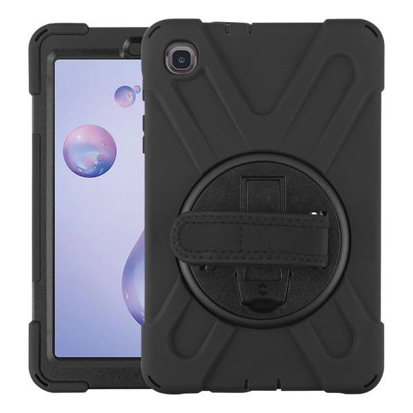Front. Mybat - MyBat Rotatable Stand Protector Cover with Wristband for Samsung T307 Galaxy Tab A 8.4 (2020) - Black - Black.