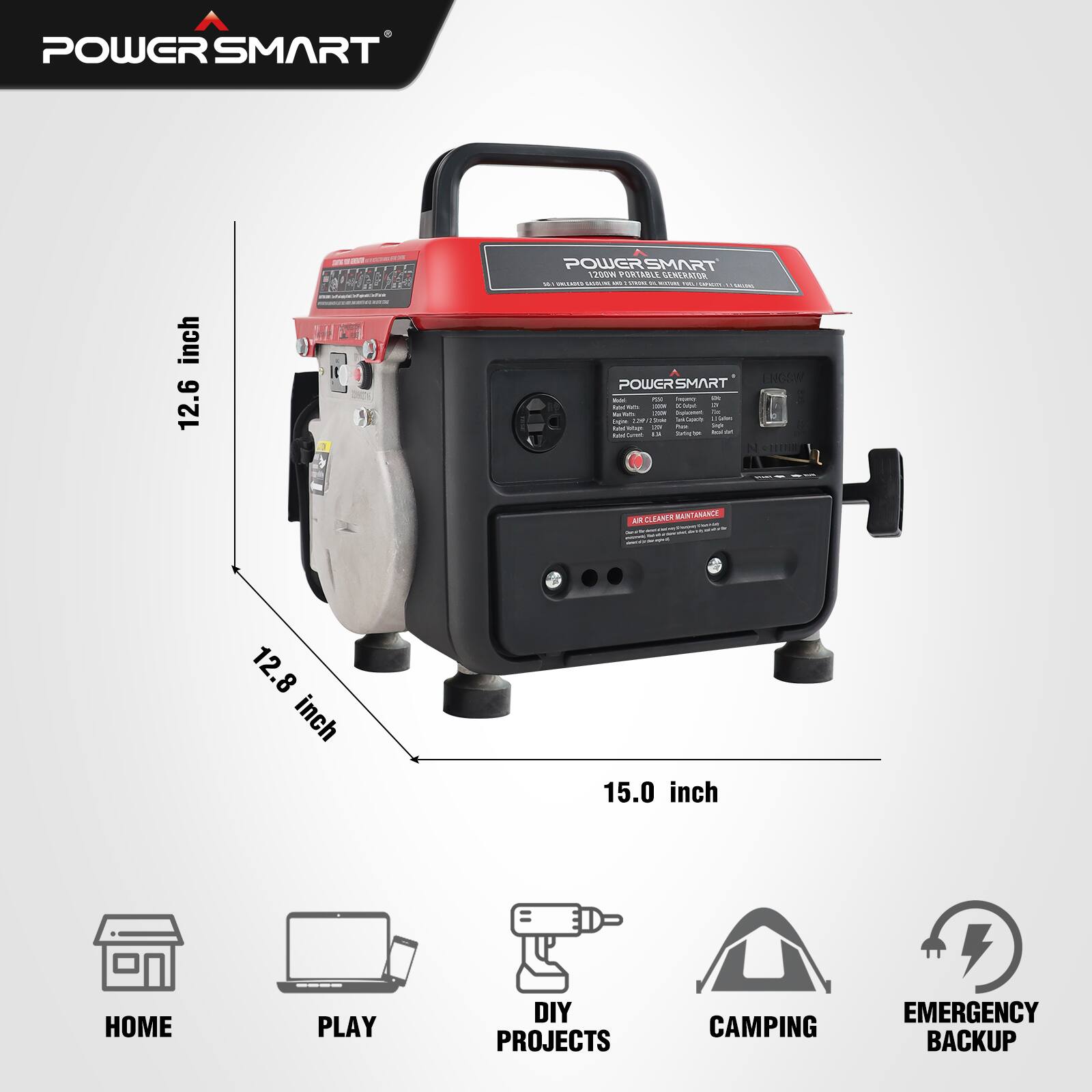 POWER SMART  
12.6 inch  
12.8 inch  
15.0 inch  
HOME  
PLAY  
DIY PROJECTS  
CAMPING  
EMERGENCY BACKUP