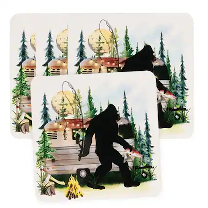 Front. BreeBe - 4/Set - Bigfoot Fishing Coasters - Multicolor.