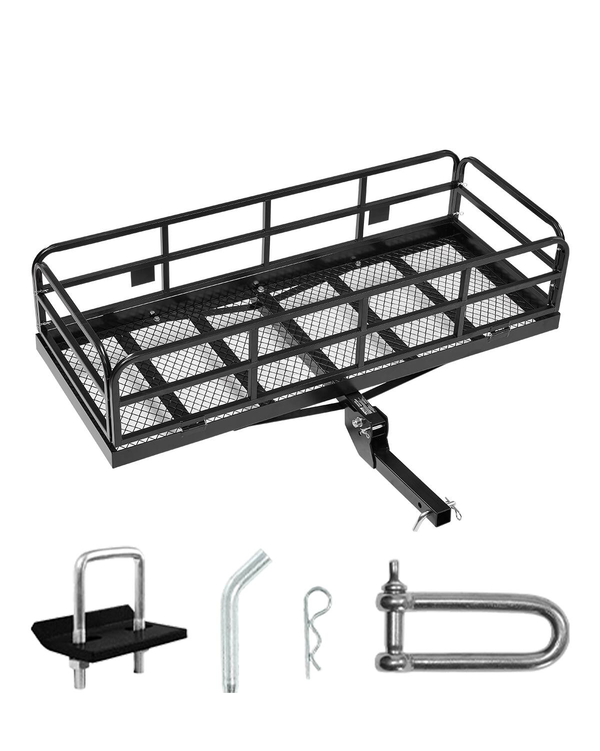 VEVOR - 60" x 24" x 14", Hitch Cargo Carrier, 500 lbs Capacity Hitch Cargo Carrier with Anti-Rattle Hitch Stabilizer - Black