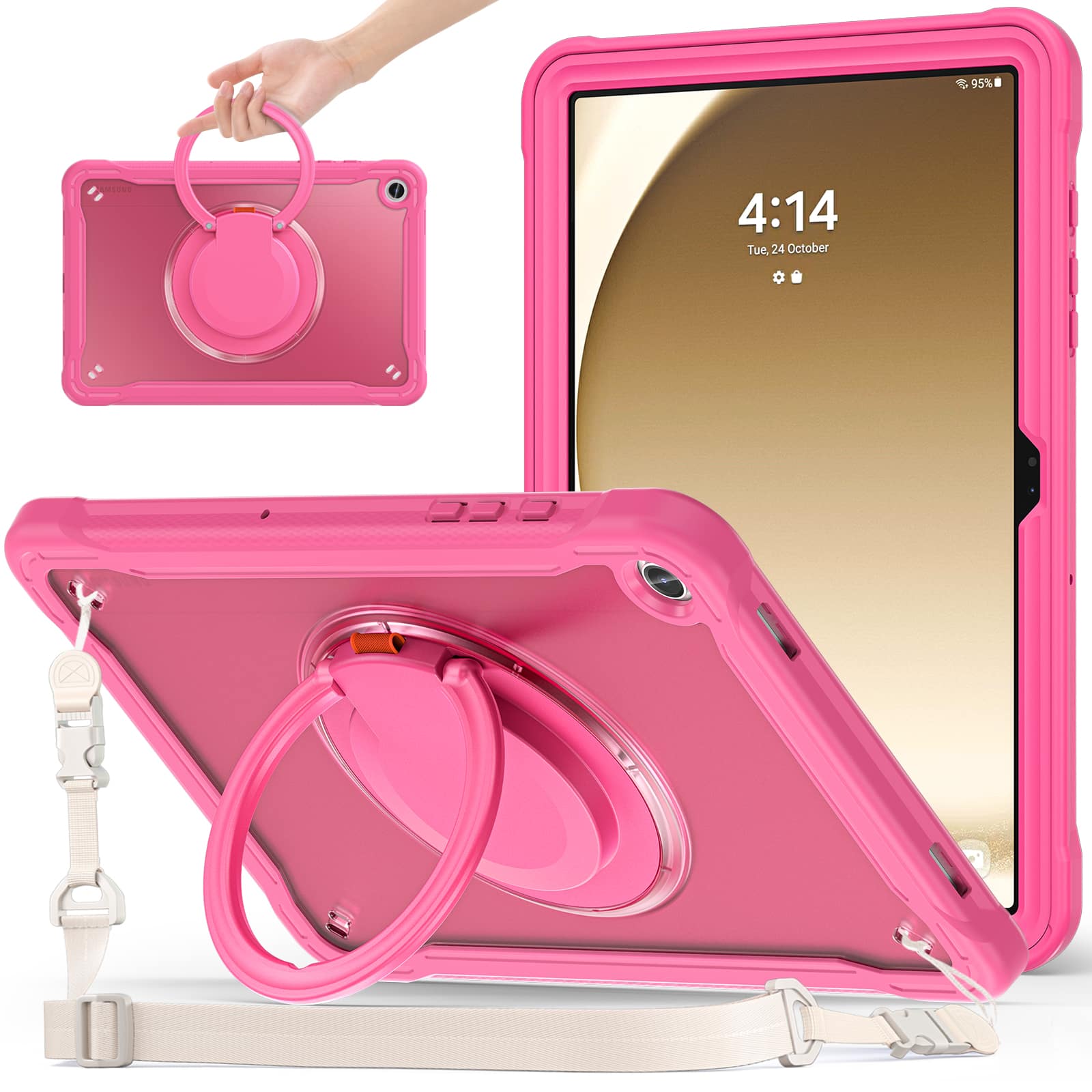 Photos - Tablet Case Dteck - Crossbody Strap Hybrid Rugged Case Shockproof 360° Rotating Stand Cover For Samsung Galaxy Tab A11+ , 11-inch  2025