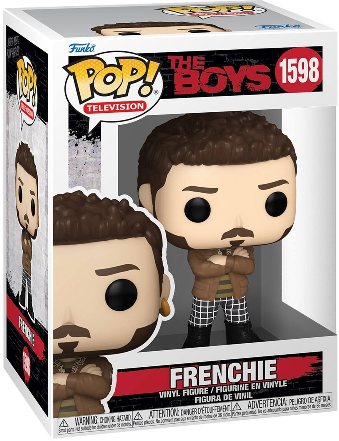Funko Pop! The Boys 1598. Frenchie figurine en vinyle. Peligro de asfixia. Advertencia: niños menores de 36 meses. Danger d'étouffement. Attention: enfants de moins de 36 mois. No es adecuado para pequeños menores de 36 meses. Choking hazard. Petites pièces. Ne convient pas aux enfants de moins de 36 mois. Small parts. Not suitable for children under 36 months.