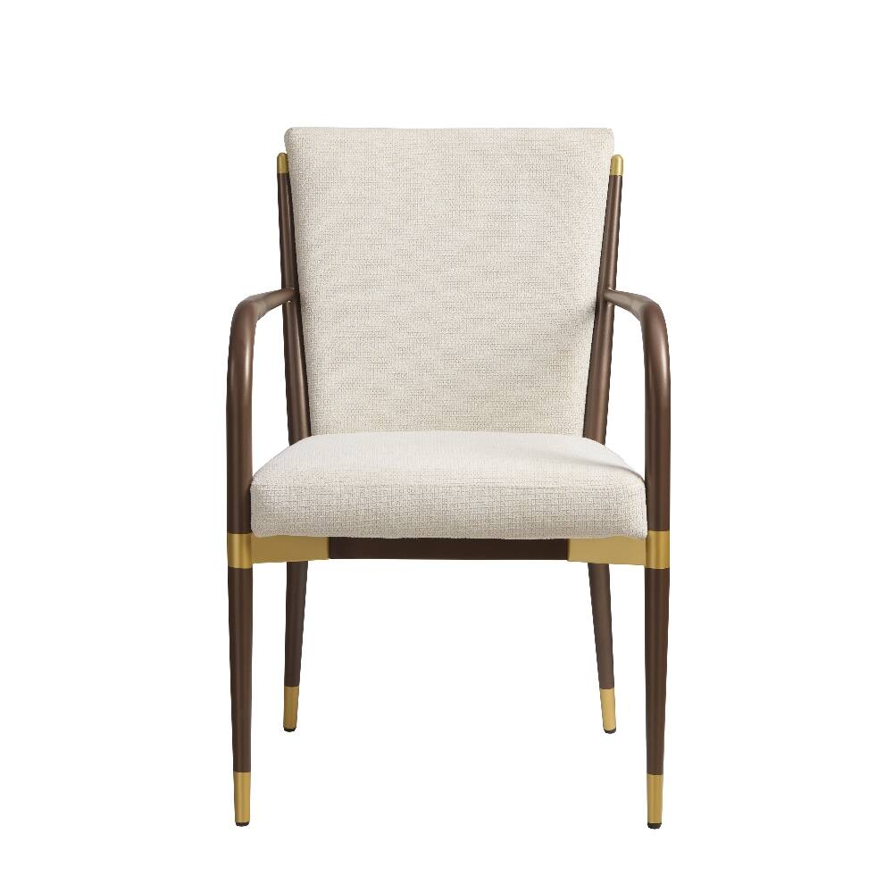 Left. Loheer - Loheer Modern Dining Arm Chairs Set of 2 Upholstered Iron Frame - White.