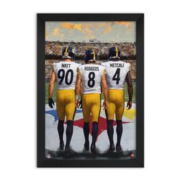 Sporticulture - Aaron Rodgers, DK Metcalf & T.J. Watt Pittsburgh Steelers Framed Three-Player Art Print - Yellow