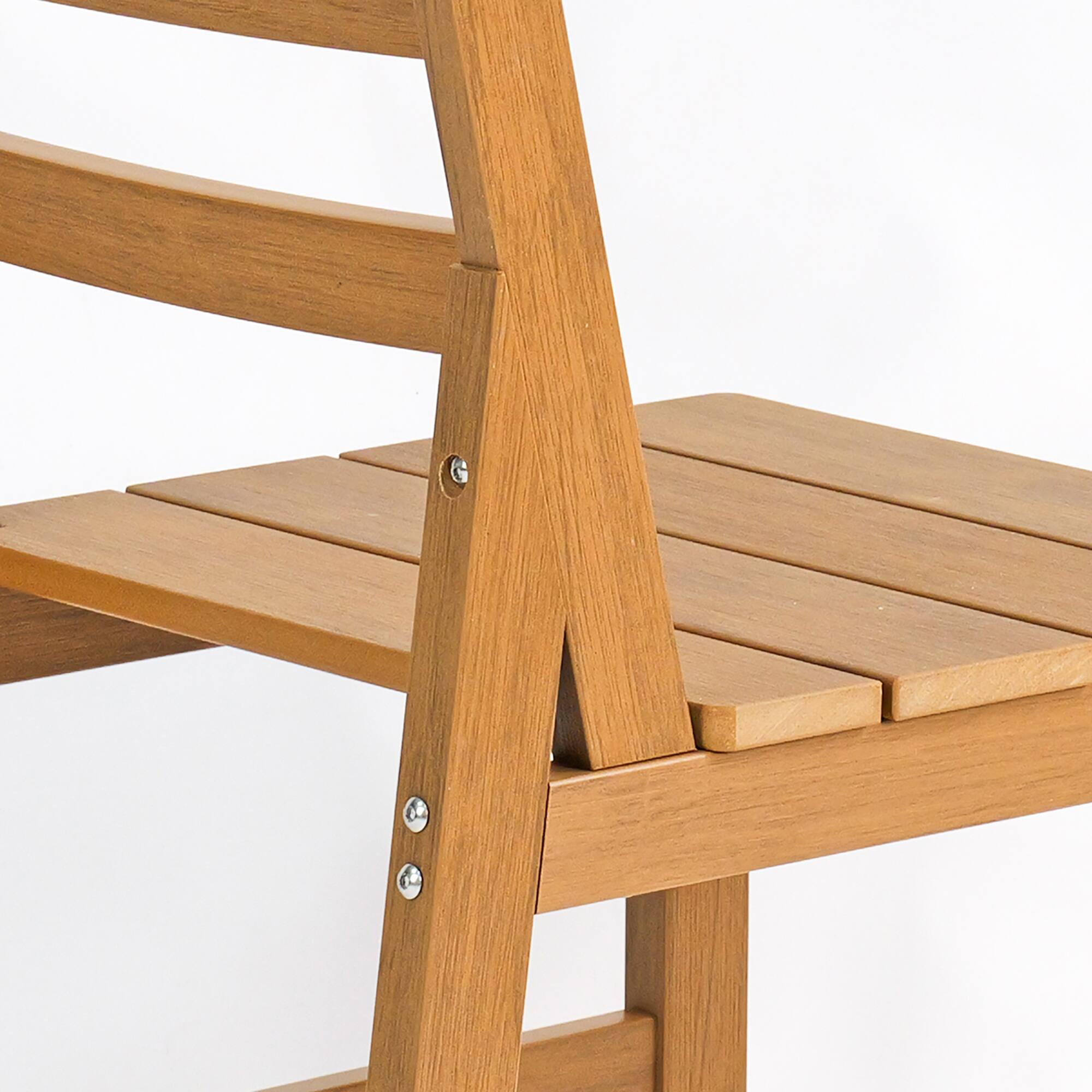 Alt View 5. Famapy - Pairs of Teak-Style Outdoor Patio Dining Chair HDPS Aluminum Frame, Weatherproof & Low-Maintenance for Garden Poolside - Wooden.