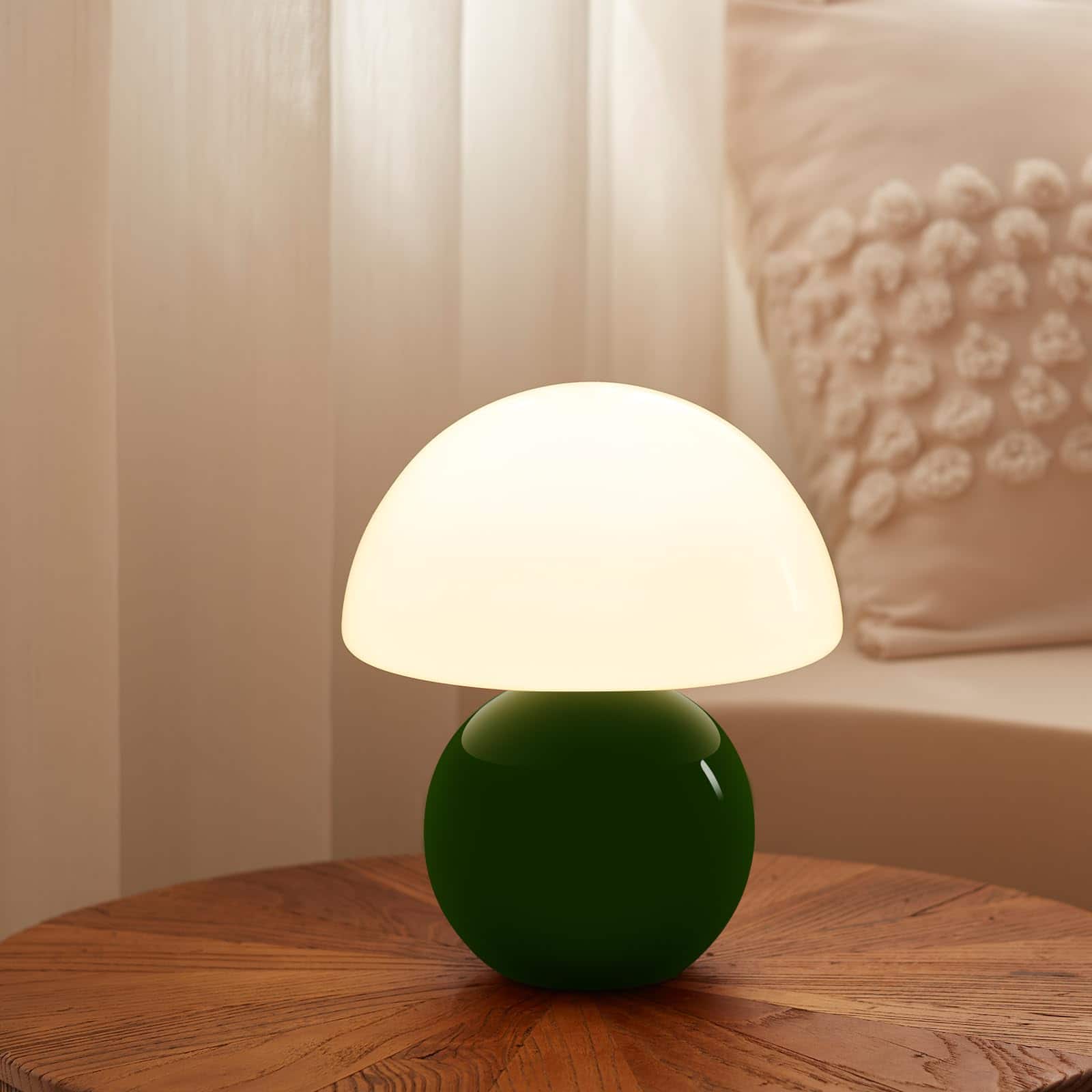 Comfort Essence - Mushroom Lamp Table For Bedroom Desk Bedside Small Lamps Living Room Night Stands Decor Cute Mini Modern Mid - Christmas Green