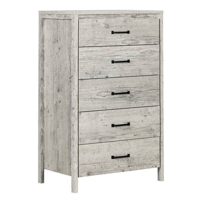 Alt View 1. Hivvago - Modern Washed Pine 5 Drawer Storage Chest - Grey.